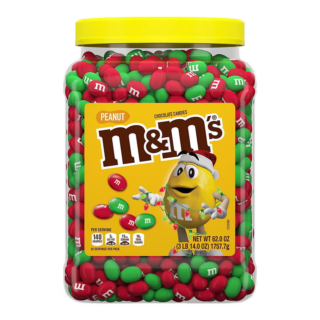 M&M's Holiday Mix Candy Bulk Jar, Peanut Chocolate Candy, 55 oz.
