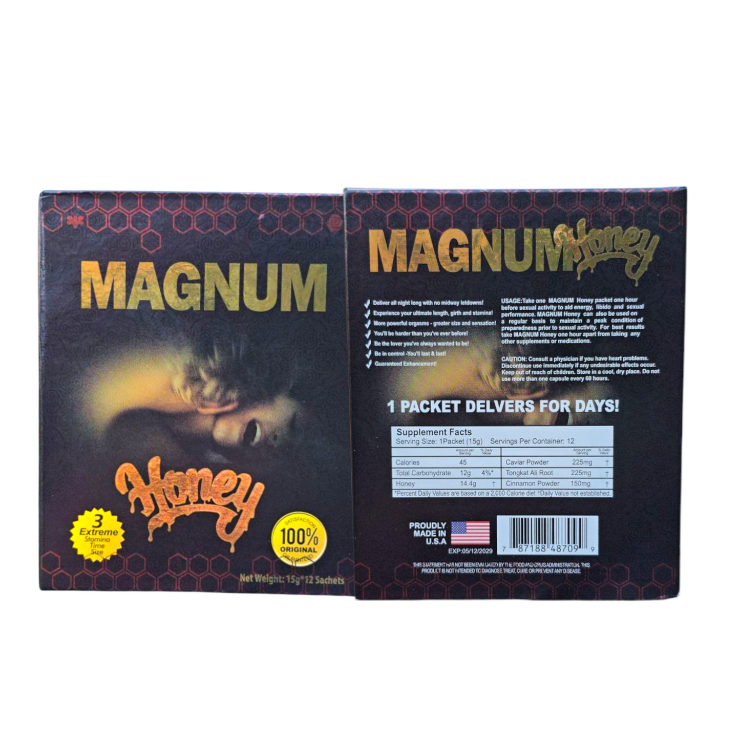 Magnum Gold Honey – 15g Sachet | 12-Pack Display
