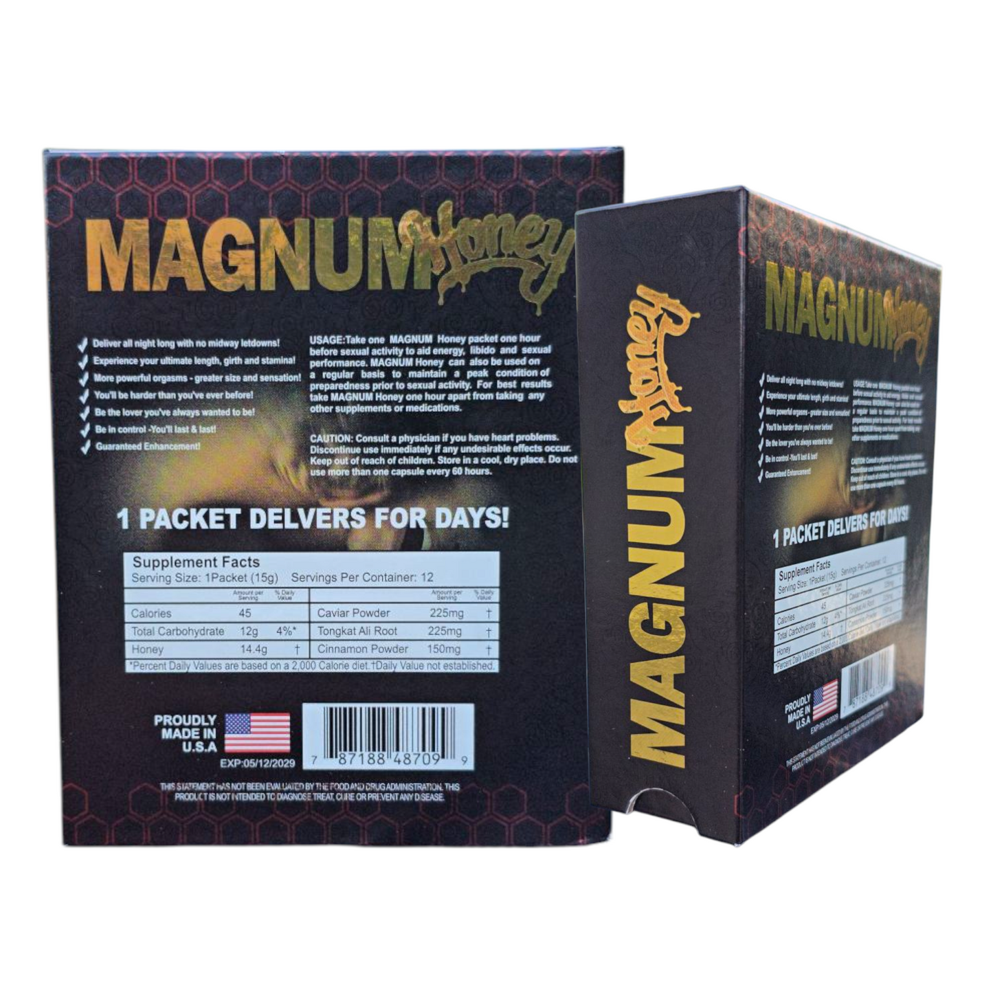 Magnum Gold Honey – 15g Sachet | 12-Pack Display