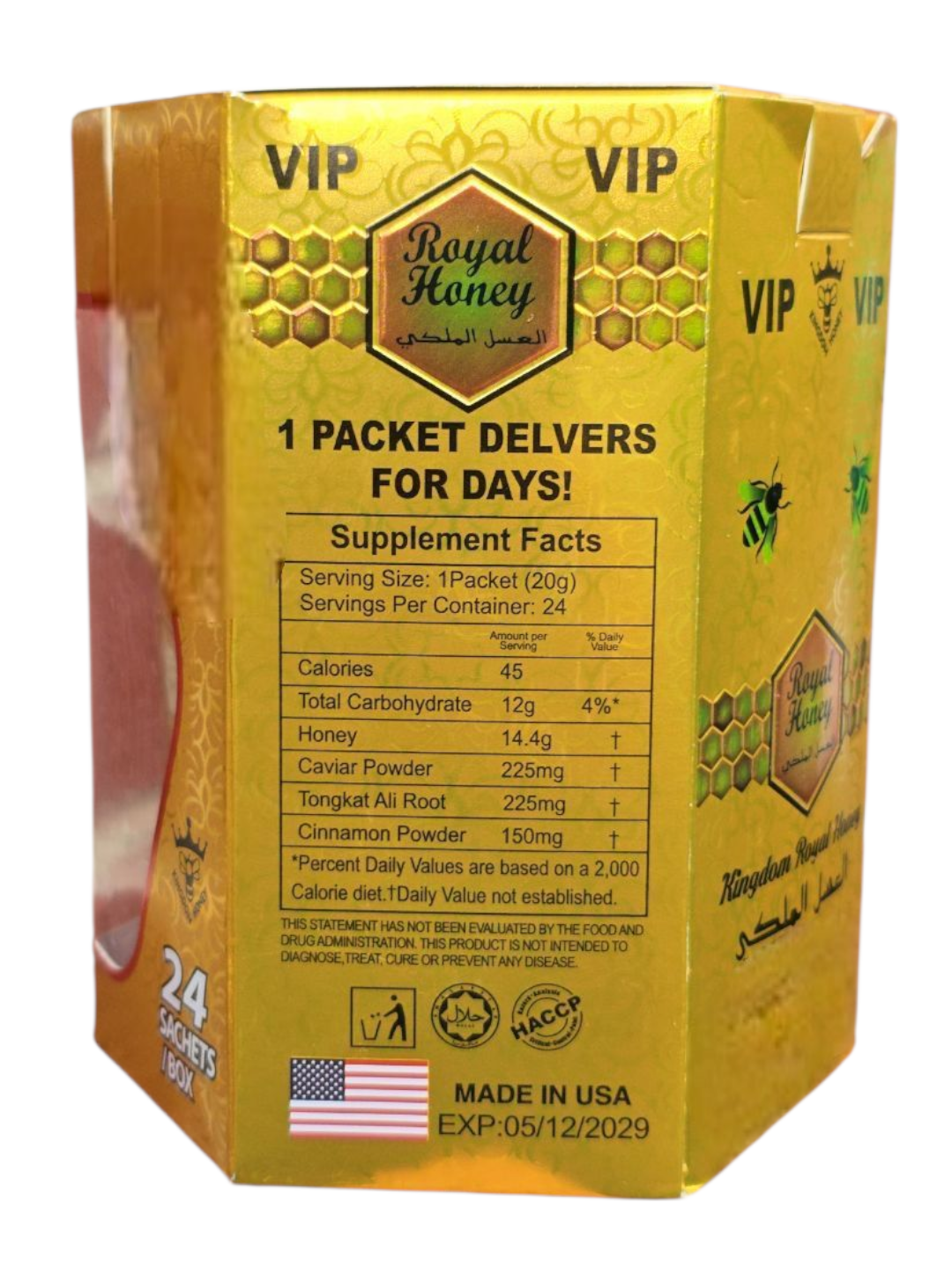 Royal Honey Sachet – 24 Count Box | Premium Vitality & Energy Formula