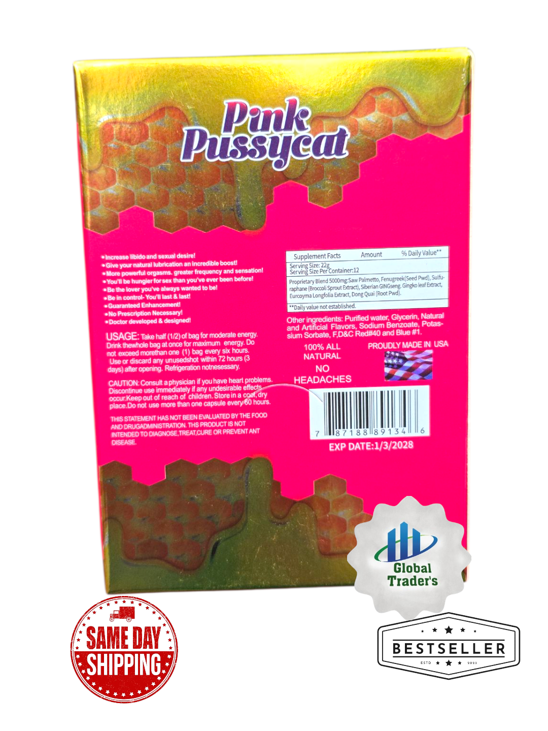 Pink Pussycat Honey for Women – 12 Tubes (22g Each) | Natural Female Vitality Booster