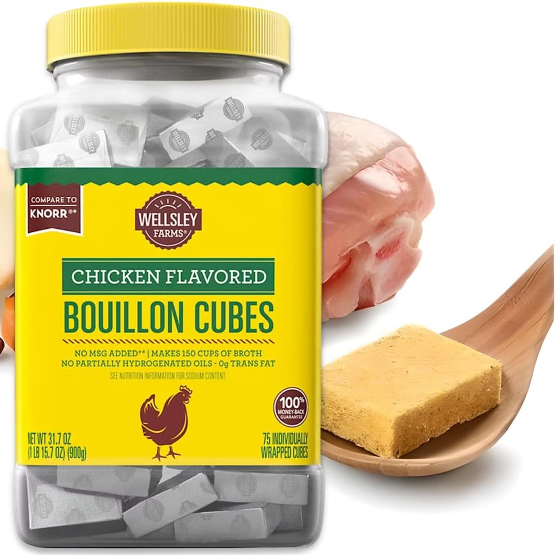 Wellsley Farms Chicken Flavored Bouillon Cubes – 75 Count (Makes 150 Cups of Broth)