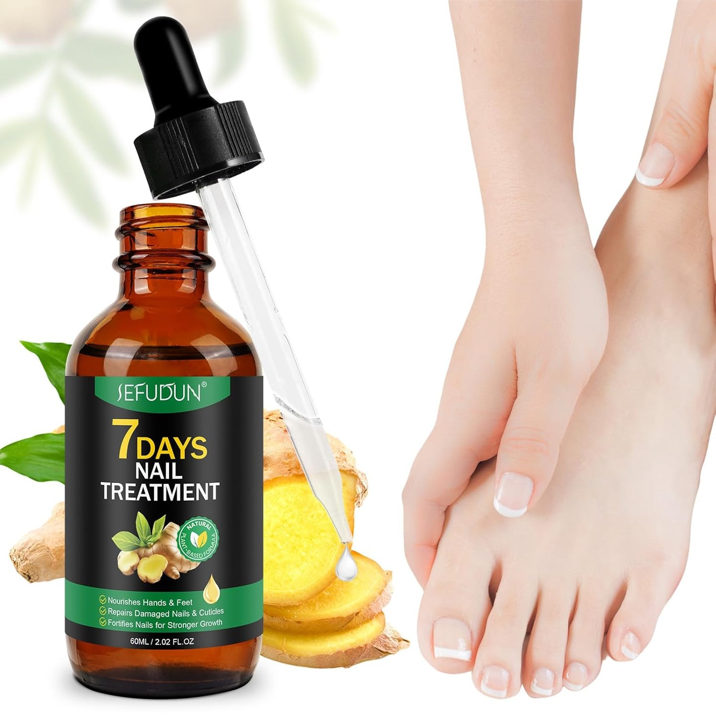 Nail Growth Serum, Ginger Nail Serum, Nails Repair Cuticles Oil, Ginger Nail Oil for Strengthen & Promote Nails Growth, Natural Plant Formula