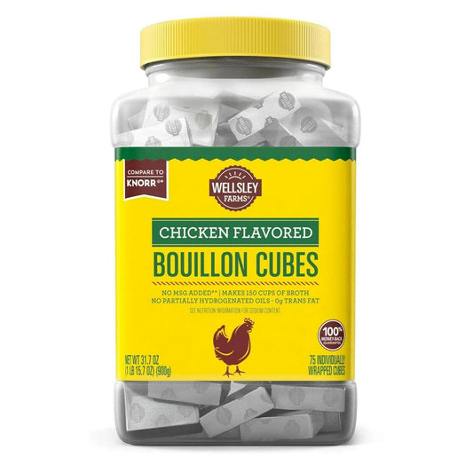 Wellsley Farms Chicken Flavored Bouillon Cubes – 75 Count (Makes 150 Cups of Broth)