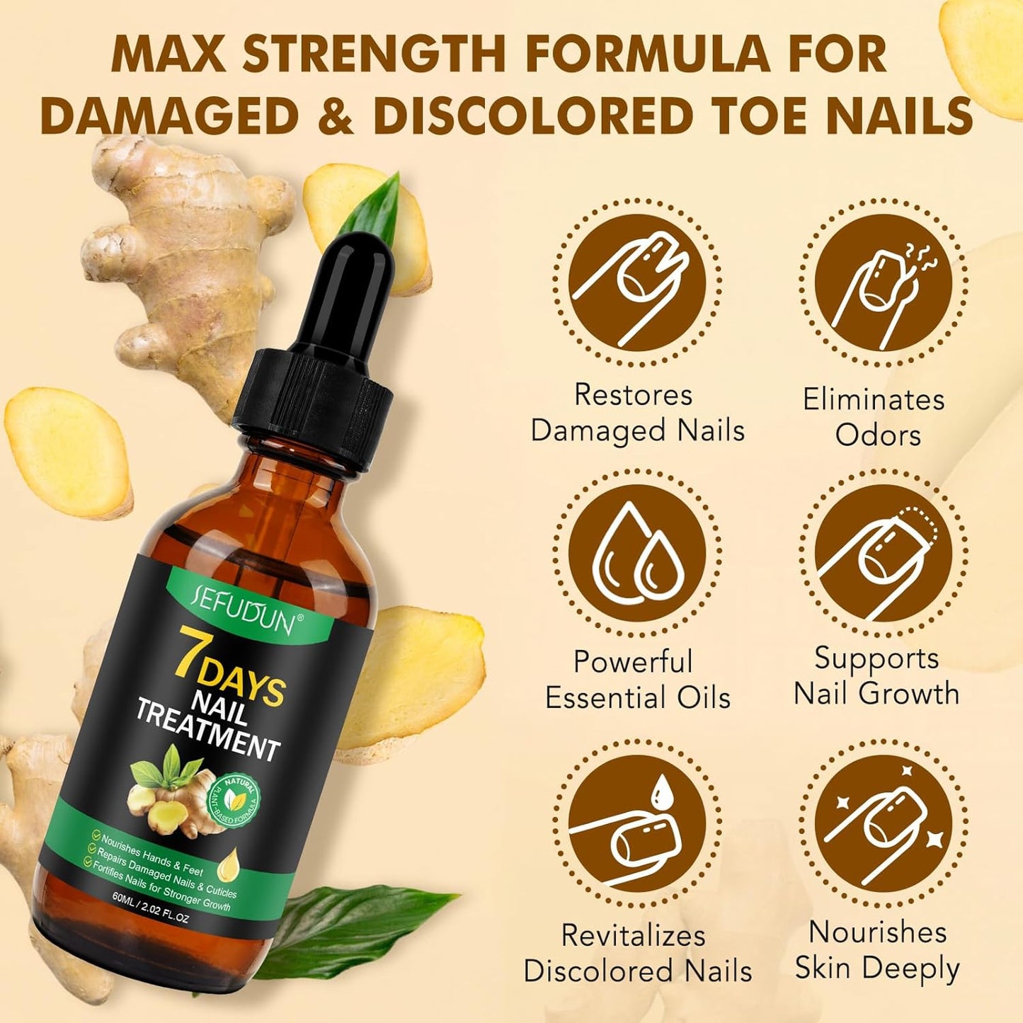 Nail Growth Serum, Ginger Nail Serum, Nails Repair Cuticles Oil, Ginger Nail Oil for Strengthen & Promote Nails Growth, Natural Plant Formula