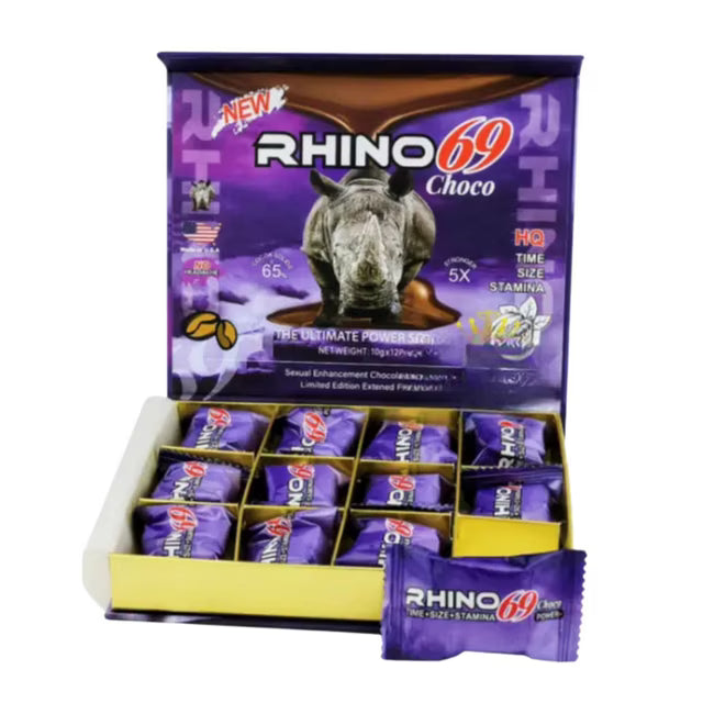 Rhino-Choco VIP Purple 69 Chocolate for Men Extra Strength (10g) Box of 12