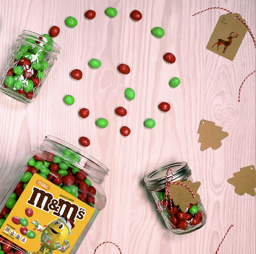 M&M's Holiday Mix Candy Bulk Jar, Peanut Chocolate Candy, 55 oz.
