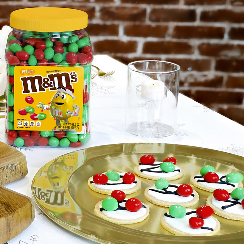 M&M's Holiday Mix Candy Bulk Jar, Peanut Chocolate Candy, 55 oz.