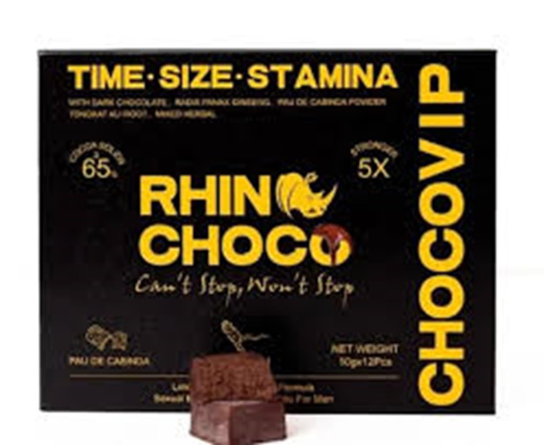 Rhino-Choco Extra Strength Dark Chocolate for Men-Pack of 12(10g each)